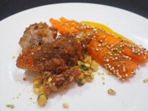 Kalfszwezerik, pistache, za’atar